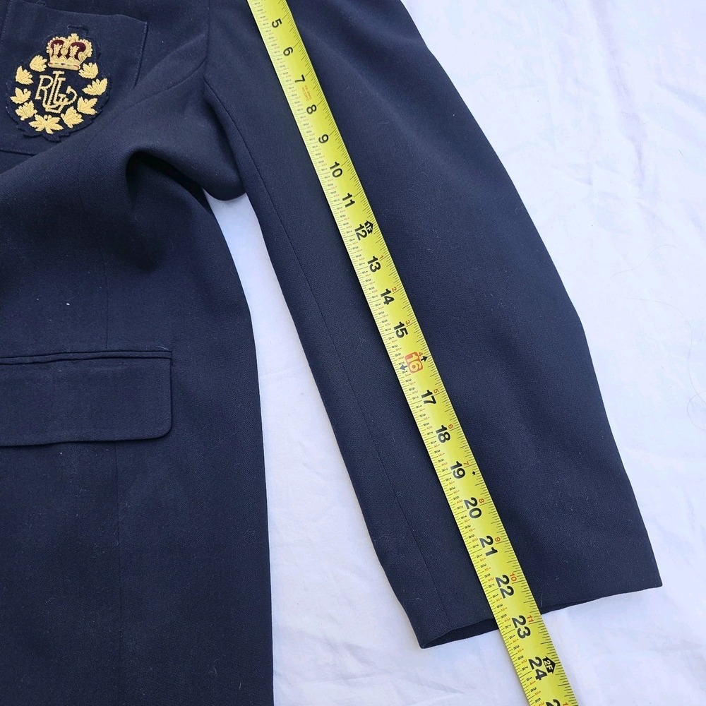 Vintage Ralph Lauren Navy Wool Blazer Crest Gold Buttons Womens Size 24 - Picture 7 of 12
